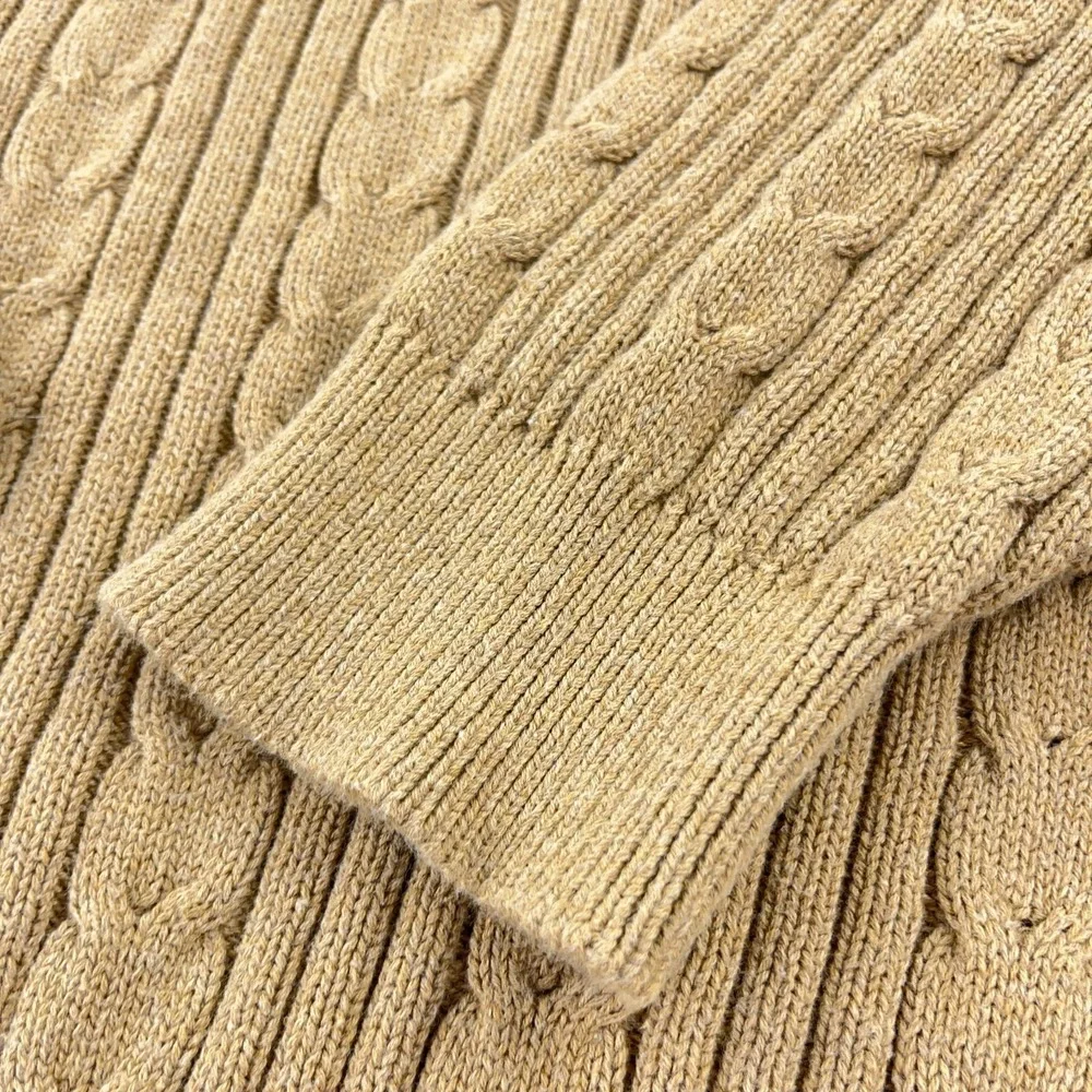 Eddie Bauer Sweater Men Large Tall Brown Heavy Cable Knit Pullover Textured - Picture 5 of 12